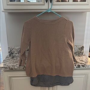Tan Sweater with Black and White Layered Hem
